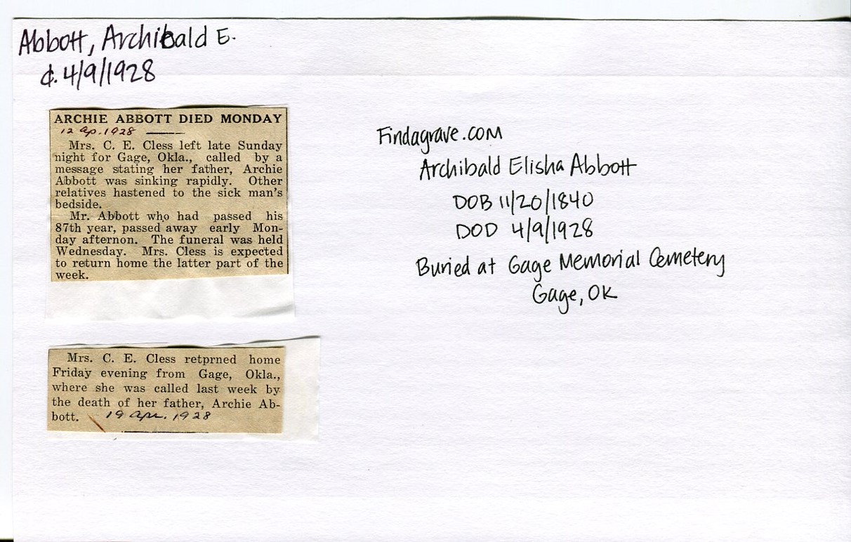 Obituary- Abbott, Archibald