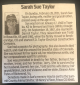 Obituary- Taylor, Sarah S. Obituary- Taylor, Sarah S.